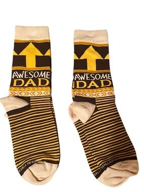 Primitives By Kathy~Awesome Dad Brown & Yellow Crew Socks 
New
2-Pairs